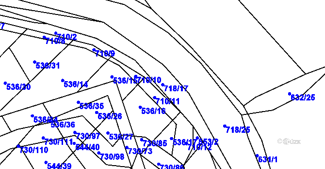 Parcela st. 718/17 v KÚ Trnová u Plzně, Katastrální mapa