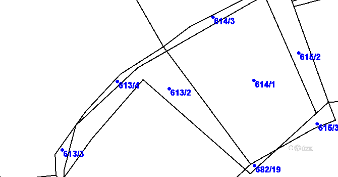 Parcela st. 613/2 v KÚ Trnová u Plzně, Katastrální mapa