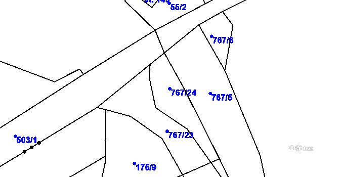 Parcela st. 767/24 v KÚ Trnová u Plzně, Katastrální mapa