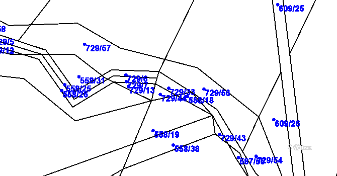 Parcela st. 729/33 v KÚ Trnová u Plzně, Katastrální mapa