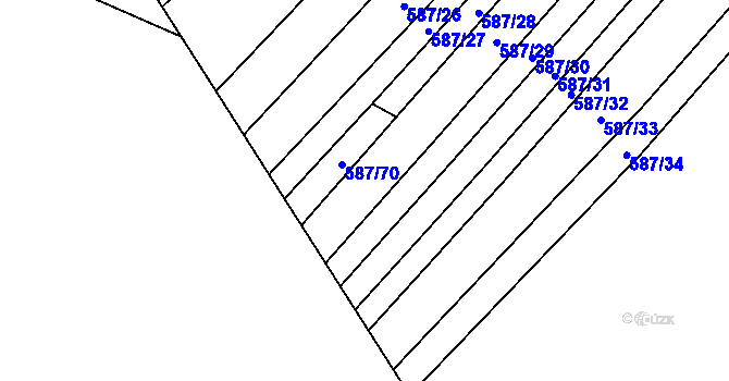 Parcela st. 587/71 v KÚ Trnová u Plzně, Katastrální mapa