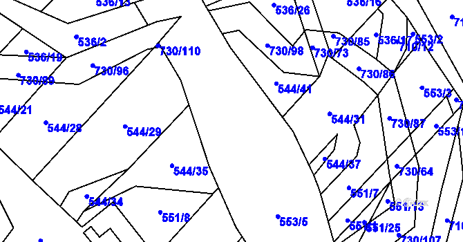 Parcela st. 544/30 v KÚ Trnová u Plzně, Katastrální mapa