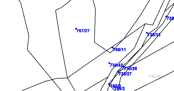 Parcela st. 767/25 v KÚ Trnová u Plzně, Katastrální mapa