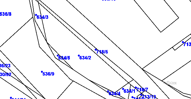 Parcela st. 718/5 v KÚ Trnová u Plzně, Katastrální mapa