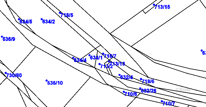 Parcela st. 718/7 v KÚ Trnová u Plzně, Katastrální mapa