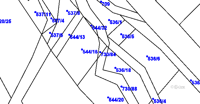 Parcela st. 730/84 v KÚ Trnová u Plzně, Katastrální mapa