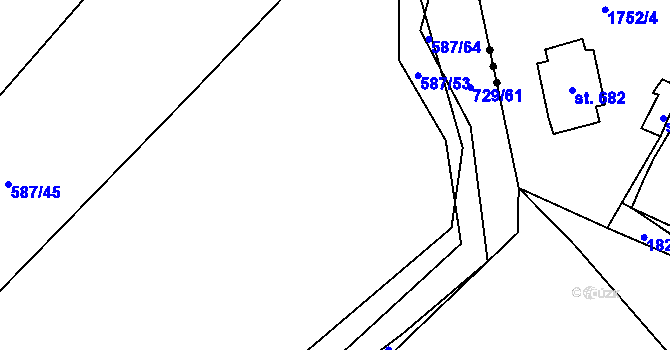 Parcela st. 587/46 v KÚ Trnová u Plzně, Katastrální mapa
