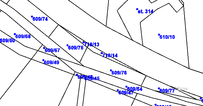 Parcela st. 718/14 v KÚ Trnová u Plzně, Katastrální mapa