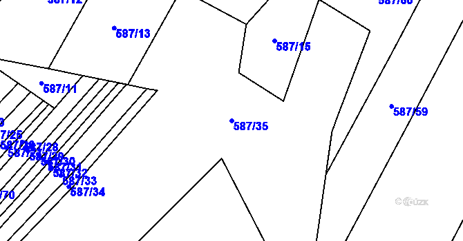 Parcela st. 587/35 v KÚ Trnová u Plzně, Katastrální mapa