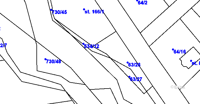 Parcela st. 534/13 v KÚ Trnová u Plzně, Katastrální mapa