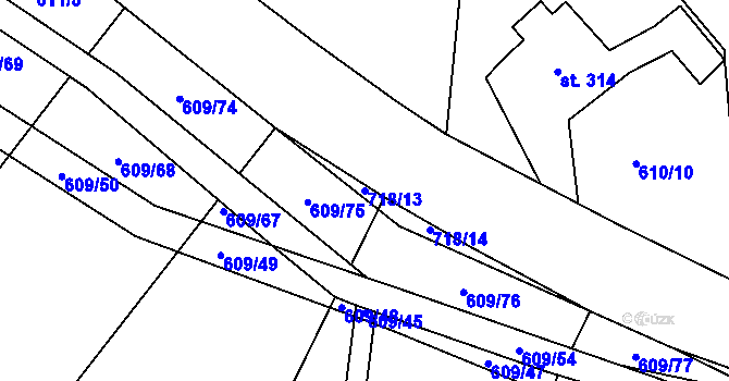 Parcela st. 718/13 v KÚ Trnová u Plzně, Katastrální mapa