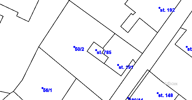 Parcela st. 785 v KÚ Trnová u Plzně, Katastrální mapa