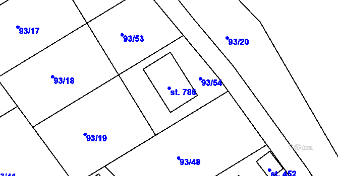 Parcela st. 786 v KÚ Trnová u Plzně, Katastrální mapa