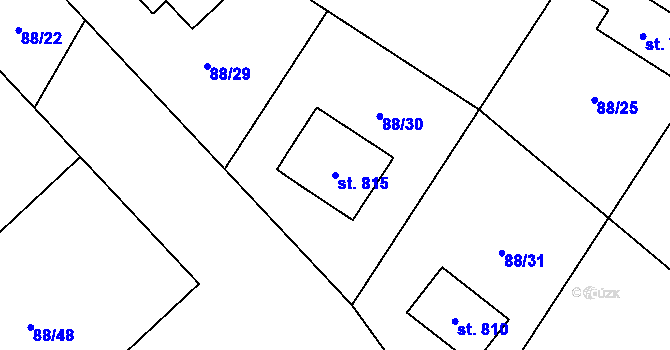 Parcela st. 815 v KÚ Trnová u Plzně, Katastrální mapa
