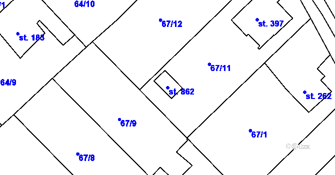 Parcela st. 862 v KÚ Trnová u Plzně, Katastrální mapa