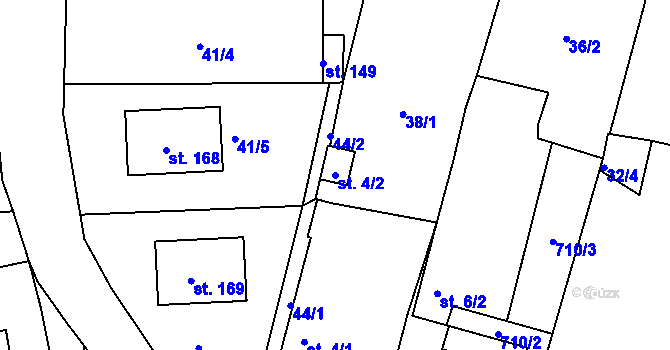 Parcela st. 4/2 v KÚ Trnovany u Litoměřic, Katastrální mapa