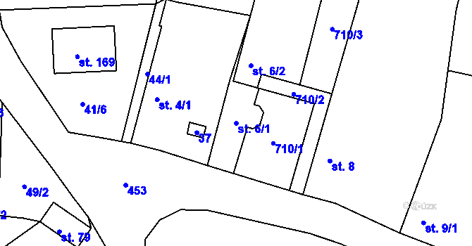 Parcela st. 6/1 v KÚ Trnovany u Litoměřic, Katastrální mapa