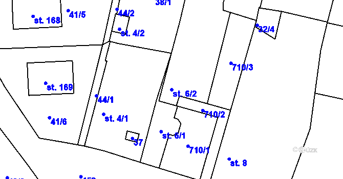 Parcela st. 6/2 v KÚ Trnovany u Litoměřic, Katastrální mapa