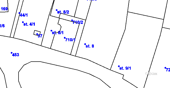 Parcela st. 8 v KÚ Trnovany u Litoměřic, Katastrální mapa