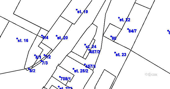 Parcela st. 24 v KÚ Trnovany u Litoměřic, Katastrální mapa