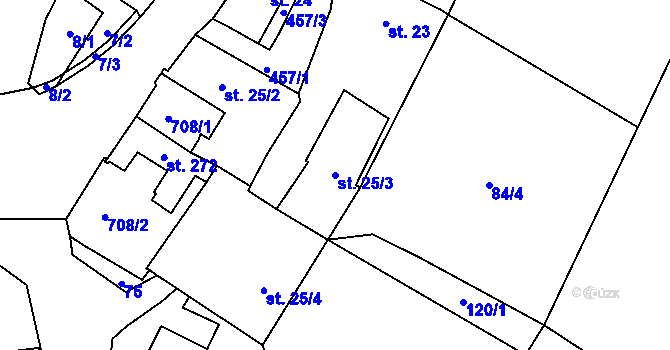 Parcela st. 25/3 v KÚ Trnovany u Litoměřic, Katastrální mapa