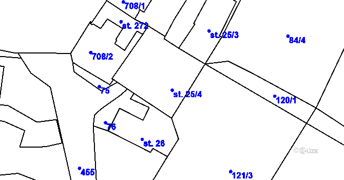Parcela st. 25/4 v KÚ Trnovany u Litoměřic, Katastrální mapa