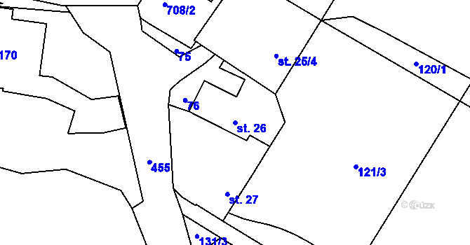 Parcela st. 26 v KÚ Trnovany u Litoměřic, Katastrální mapa