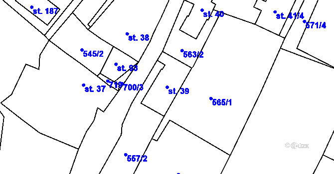 Parcela st. 39 v KÚ Trnovany u Litoměřic, Katastrální mapa