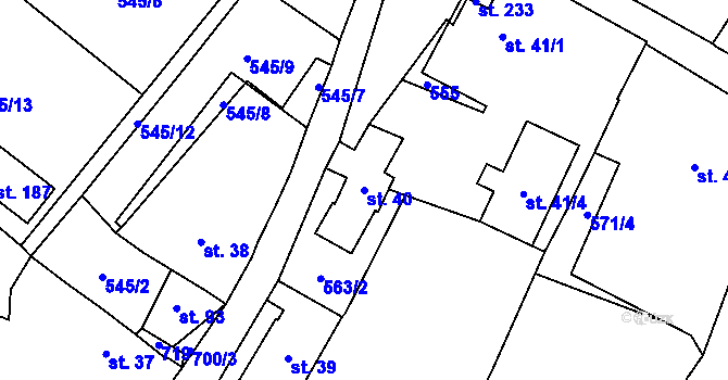 Parcela st. 40 v KÚ Trnovany u Litoměřic, Katastrální mapa