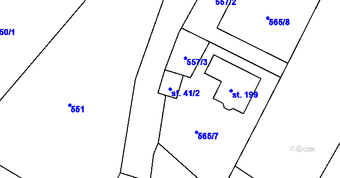 Parcela st. 41/2 v KÚ Trnovany u Litoměřic, Katastrální mapa