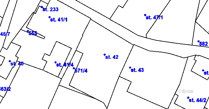 Parcela st. 42 v KÚ Trnovany u Litoměřic, Katastrální mapa