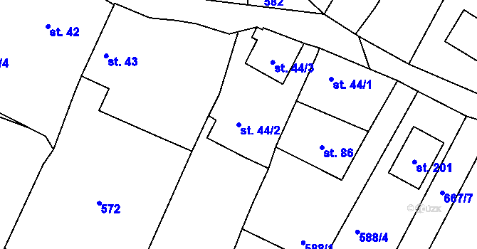 Parcela st. 44/2 v KÚ Trnovany u Litoměřic, Katastrální mapa
