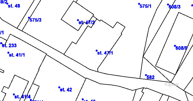 Parcela st. 47/1 v KÚ Trnovany u Litoměřic, Katastrální mapa