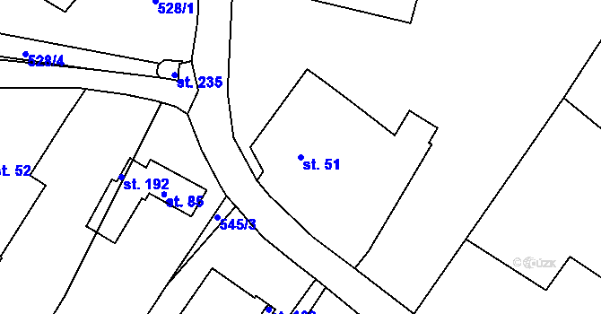 Parcela st. 51 v KÚ Trnovany u Litoměřic, Katastrální mapa