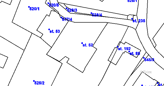 Parcela st. 52 v KÚ Trnovany u Litoměřic, Katastrální mapa
