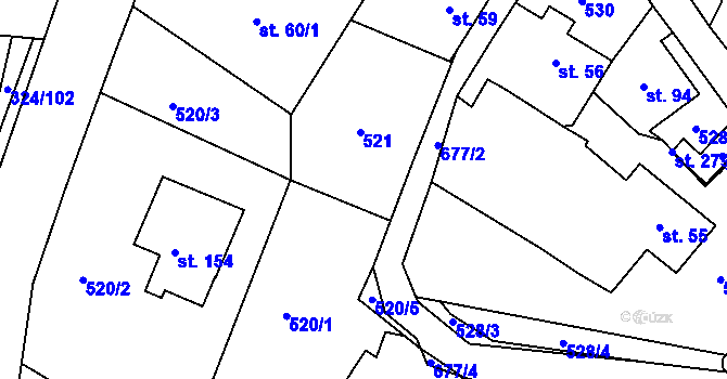 Parcela st. 54 v KÚ Trnovany u Litoměřic, Katastrální mapa