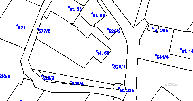 Parcela st. 55 v KÚ Trnovany u Litoměřic, Katastrální mapa