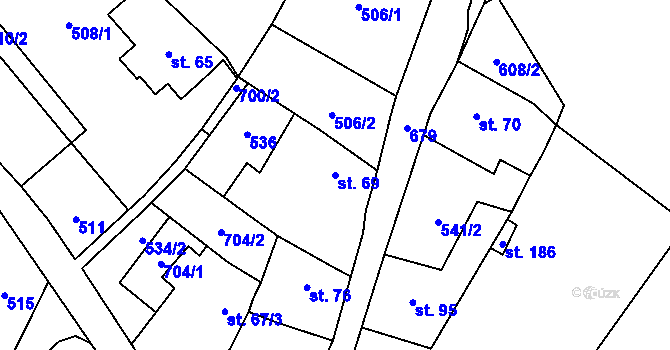 Parcela st. 69 v KÚ Trnovany u Litoměřic, Katastrální mapa