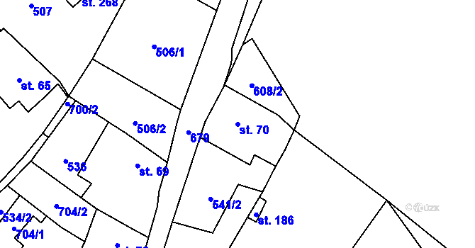 Parcela st. 70 v KÚ Trnovany u Litoměřic, Katastrální mapa
