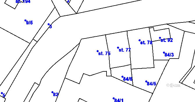 Parcela st. 75 v KÚ Trnovany u Litoměřic, Katastrální mapa