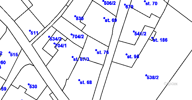 Parcela st. 76 v KÚ Trnovany u Litoměřic, Katastrální mapa