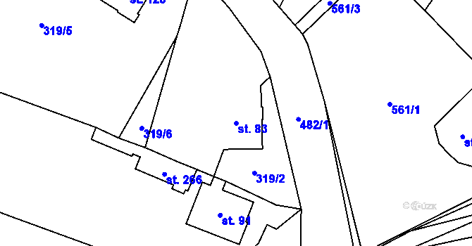 Parcela st. 83 v KÚ Trnovany u Litoměřic, Katastrální mapa