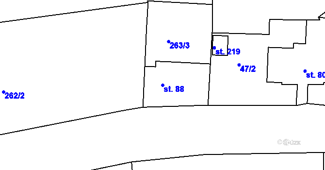 Parcela st. 88 v KÚ Trnovany u Litoměřic, Katastrální mapa