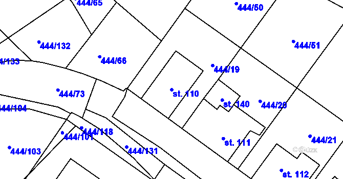Parcela st. 110 v KÚ Trnovany u Litoměřic, Katastrální mapa