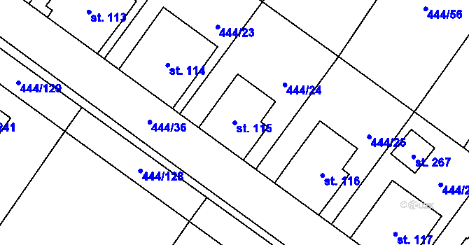 Parcela st. 115 v KÚ Trnovany u Litoměřic, Katastrální mapa