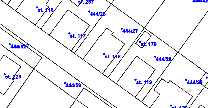 Parcela st. 118 v KÚ Trnovany u Litoměřic, Katastrální mapa