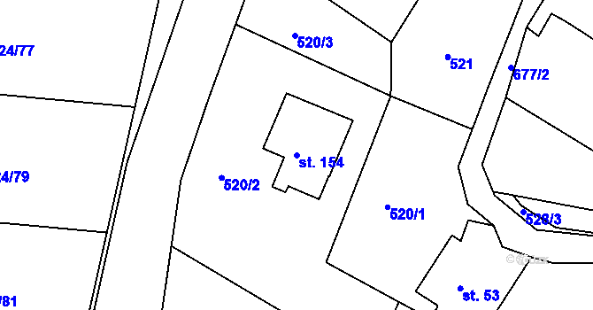 Parcela st. 154 v KÚ Trnovany u Litoměřic, Katastrální mapa