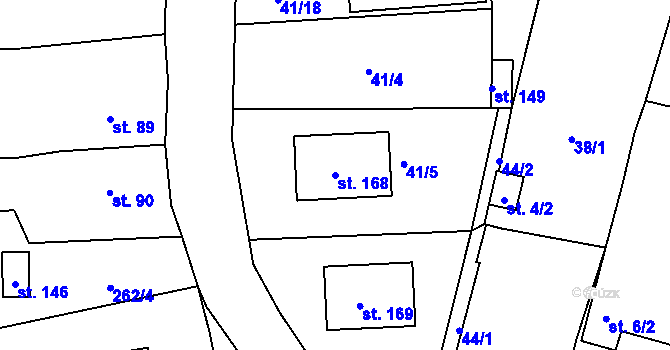 Parcela st. 168 v KÚ Trnovany u Litoměřic, Katastrální mapa