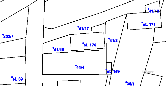 Parcela st. 176 v KÚ Trnovany u Litoměřic, Katastrální mapa