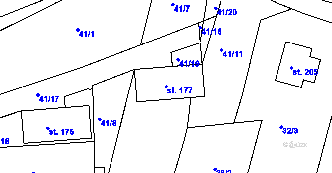 Parcela st. 177 v KÚ Trnovany u Litoměřic, Katastrální mapa